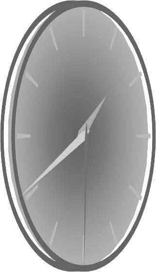 Die gedrehte Uhr als schmale Ellipse, am Rand zwei getrennte Ringe mit sichtbarer Lücke