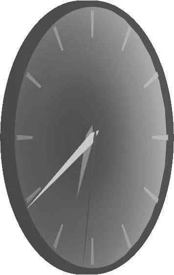 Die gedrehte Uhr als schmale Ellipse, der Rand jetzt als geschlossenes Band ohne Lücke